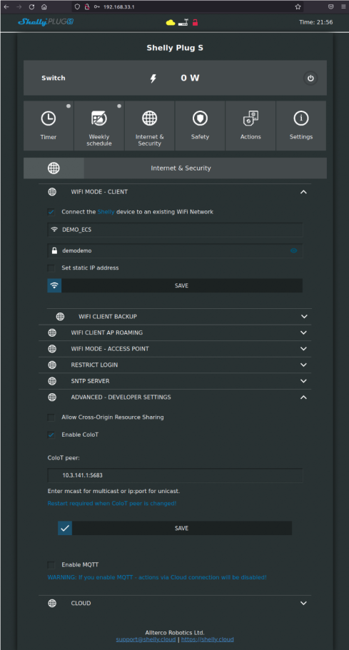 Interface web plug