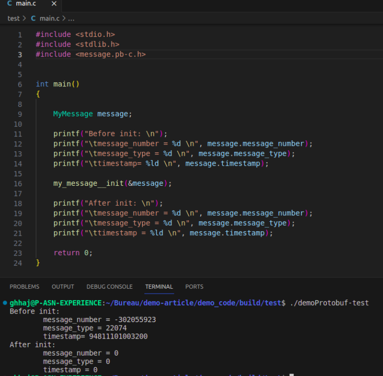 Figure 6. Test de la fonction Init