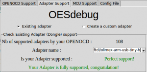OESdebug select adapter interface