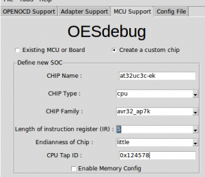 OESdebug - Create new Target file