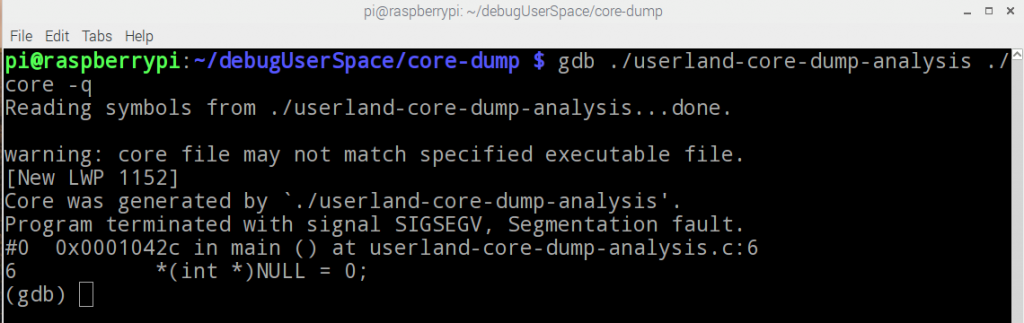 reading core dumps