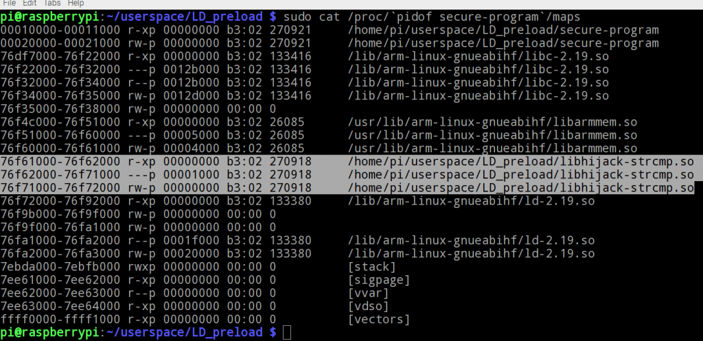 Tracking LD_PRELOAD using maps file