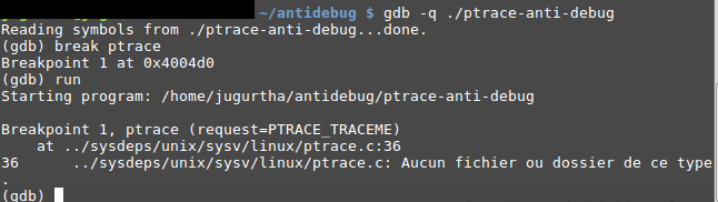 circumventing ptrace anti-debug by jumping to another location